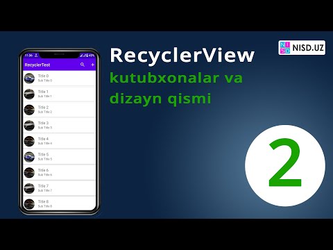 2. Android Studio. RecyclerVew + CardView - kutubxonalarni yuklash va dizayn qismni yaratish