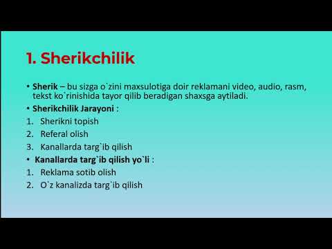 3.04 Sherikchilikda ishlash (nazariy)