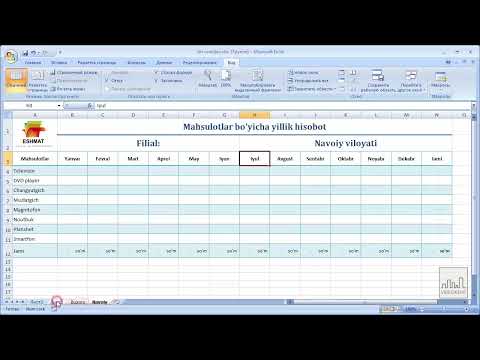 7 5  Ish varaqlari bilan ishlash