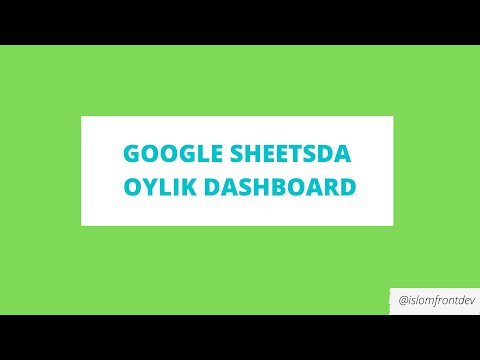 Google sheetsda oylik dashboard
