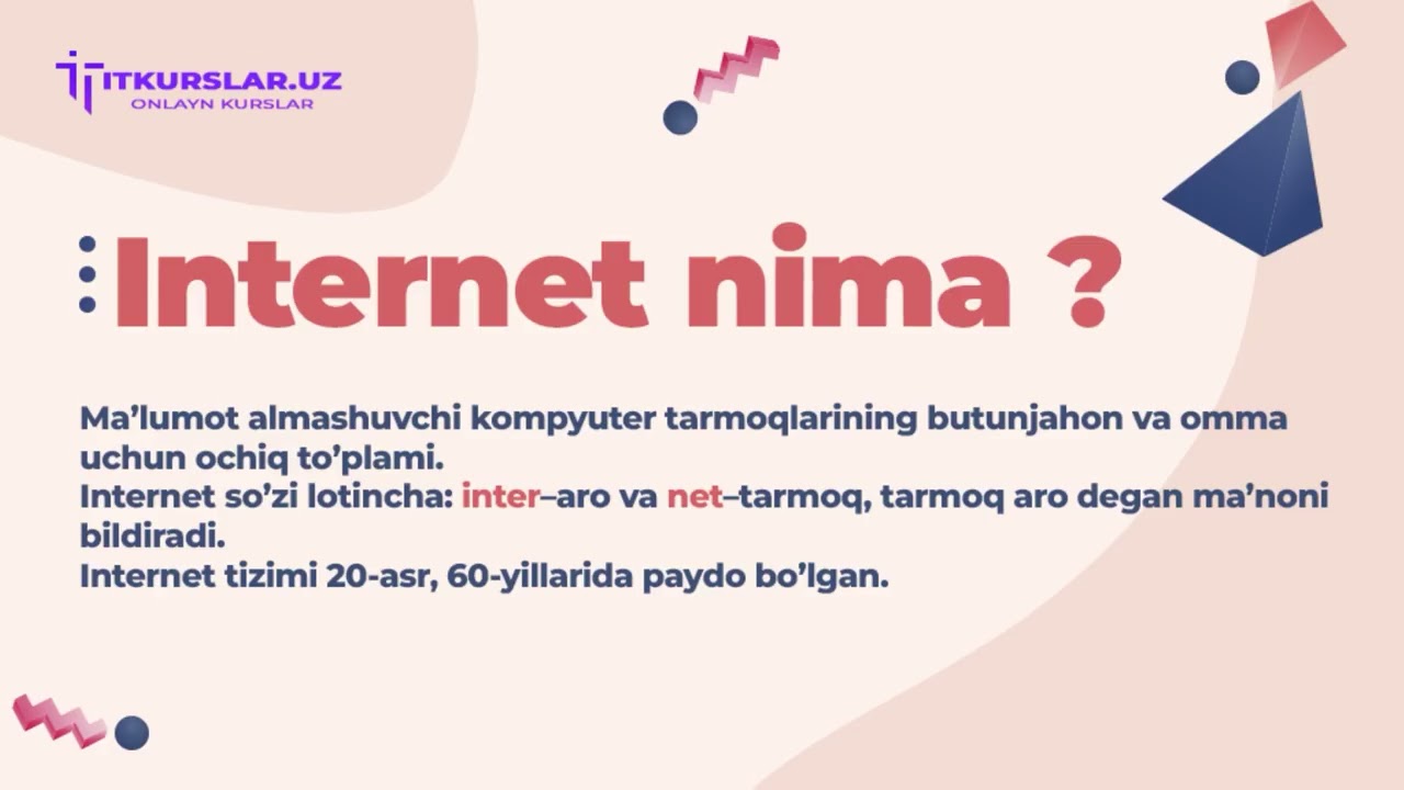 Internet nima? Kompyuter tarmoqlari va tarmoq turlari haqida tushuncha
