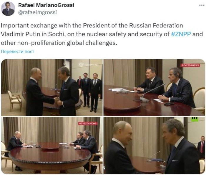 MAGATE bosh direktori Rafael Grossi Rossiya prezidenti Vladimir Putin bilan uchrashuv o‘tkazdi