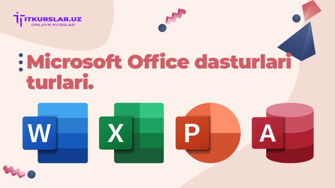 Microsoft Office dasturlari paketi va turlari Word Excel PowerPoint 1-dars