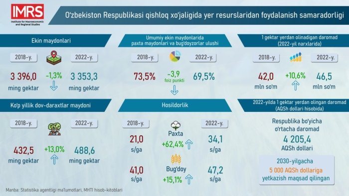 Qaysi hududda ekin maydonidan olinadigan daromad eng ko‘p oshgani ma’lum bo‘ldi