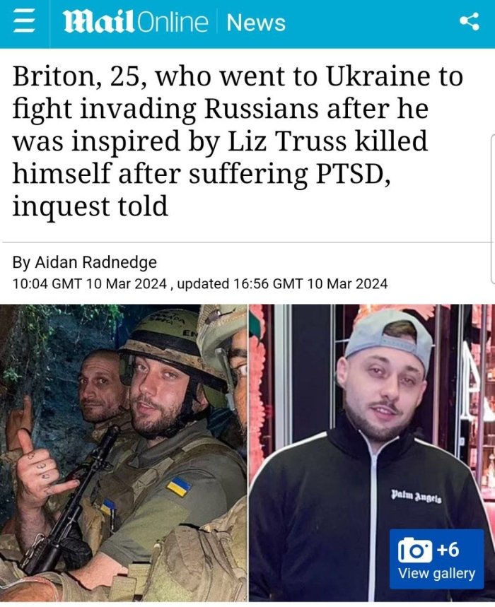 Ukrainada jang qilgan 25 yoshli britaniyalik yollanma askar uyiga qaytgach joniga qasd qildi